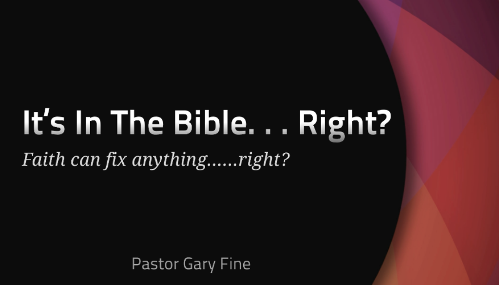 Faith can fix anything?