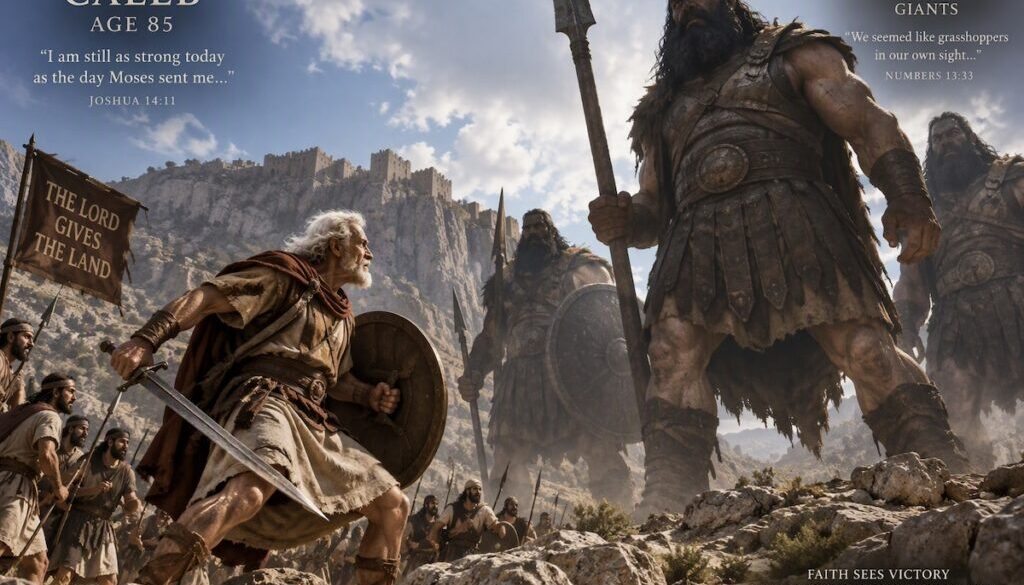 Caleb at 85 attacking the Giants, the Anakim